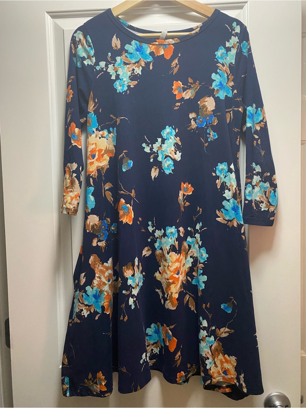 Honey & Lace Soft Floral Dress With Pockets Roomy S